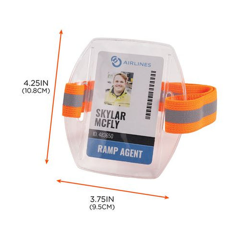 Squids 3386 Arm Band Id/badge Holder, Vertical, Hi-vis Orange, 3.75 X 4.25 Holder, 2.5 X 4 Insert, 10/pack