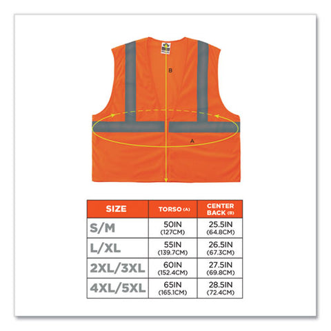 Glowear 8205z Class 2 Super Economy Mesh Vest, Polyester, Orange, 2x-large/3x-large