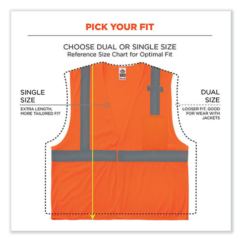 Glowear 8210hl Class 2 Economy Mesh Hook And Loop Vest, Polyester, X-small, Orange