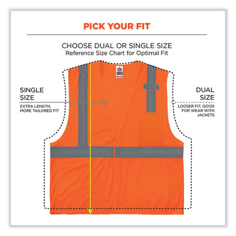 Glowear 8210hl Class 2 Economy Mesh Hook And Loop Vest, Polyester, Large/x-large, Orange