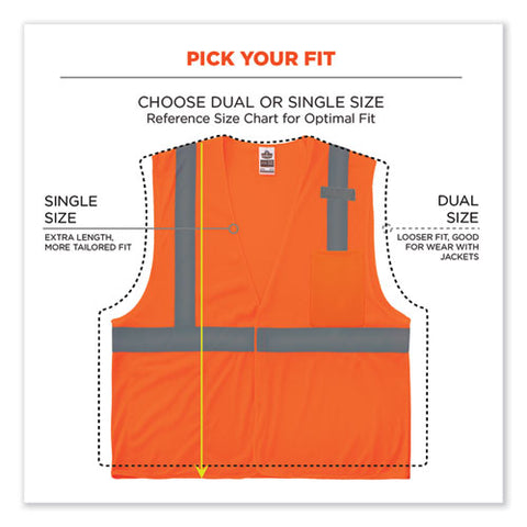 Glowear 8210hl Class 2 Economy Mesh Hook And Loop Vest, Polyester, 2x-large/3x-large, Orange