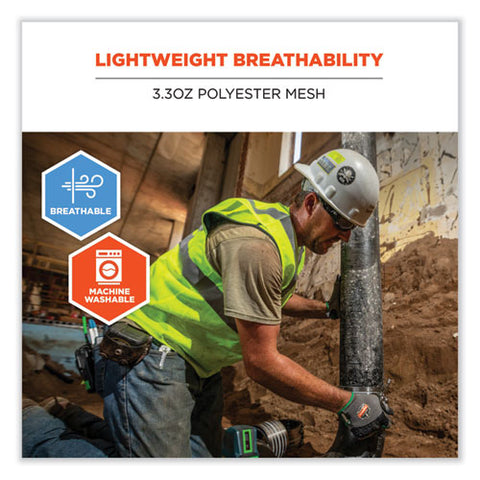 Glowear 8210hl Class 2 Economy Mesh Hook And Loop Vest, Polyester, 4x-large/5x-large, Orange