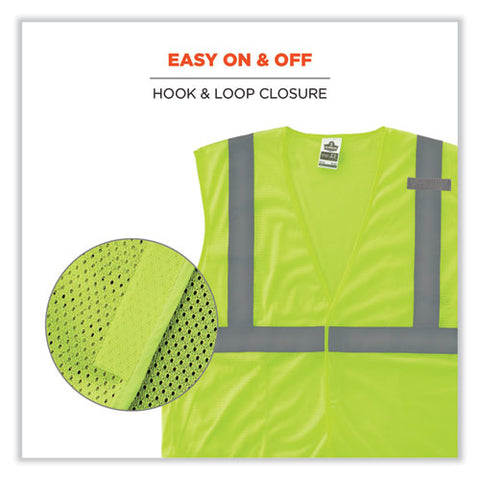 Glowear 8210hl Class 2 Economy Mesh Hook And Loop Vest, Polyester, X-small, Lime