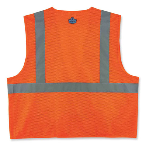 Glowear 8220z Class 2 Standard Mesh Zipper Vest, Polyester, 4x-large/5x-large, Orange