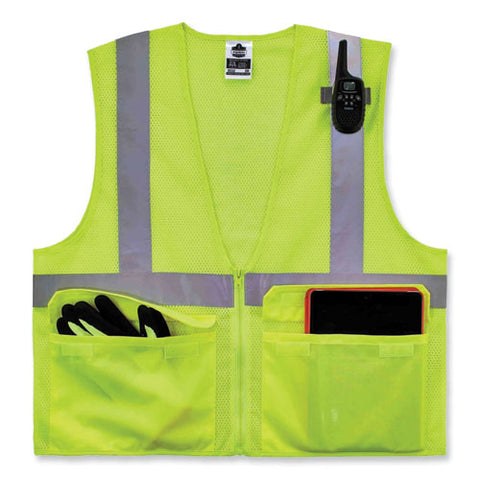 Glowear 8220z Class 2 Standard Mesh Zipper Vest, Polyester, 4x-large/5x-large, Lime