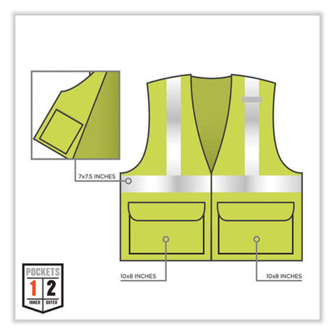 Glowear 8220hl Class 2 Standard Mesh Hook And Loop Vest, Polyester, Large/x-large, Lime