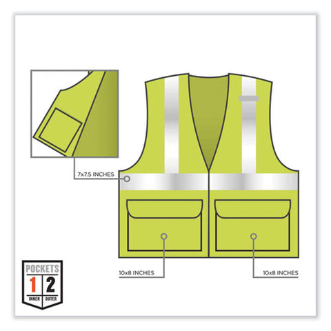 Glowear 8220hl Class 2 Standard Mesh Hook And Loop Vest, Polyester, 2x-large/3x-large, Lime