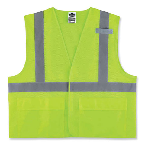 Glowear 8220hl Class 2 Standard Mesh Hook And Loop Vest, Polyester, 2x-large/3x-large, Lime