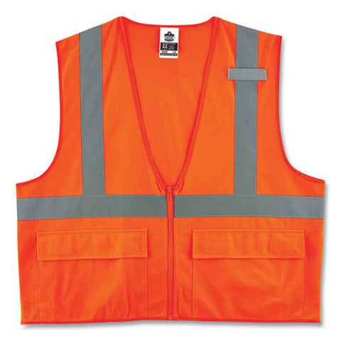 Glowear 8225z Class 2 Standard Solid Vest, Polyester, Orange, 4x-large/5x-large