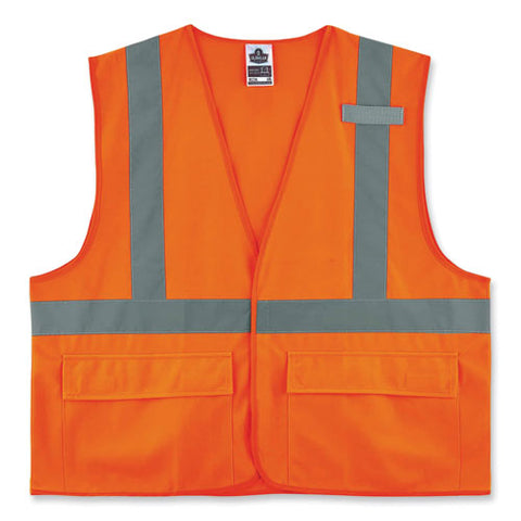 Glowear 8225hl Class 2 Standard Solid Hook And Loop Vest, Polyester, Orange, 4x-large/5x-large