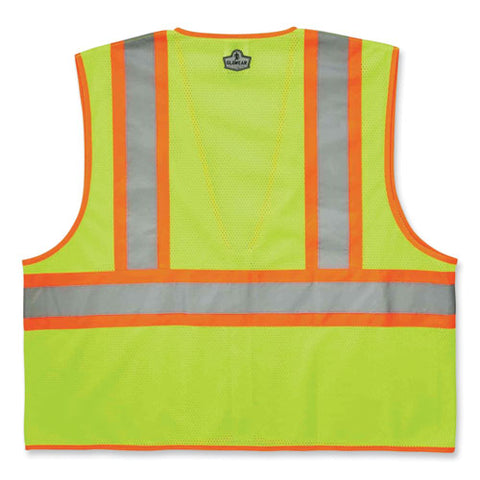 Glowear 8229z Class 2 Economy Two-tone Zipper Vest, Polyester, 4x-large/5x-large, Lime