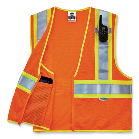 Glowear 8230z Class 2 Two-tone Mesh Zipper Vest, Polyester, 2x-large/3x-large, Orange