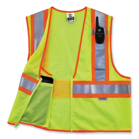 Glowear 8230z Class 2 Two-tone Mesh Zipper Vest, Polyester, Large/x-large, Lime