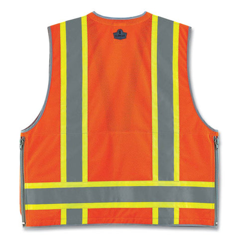 Glowear 8254hdz Class 2 Heavy-duty Surveyors Zipper Vest, Polyester, 2x-large/3x-large, Orange