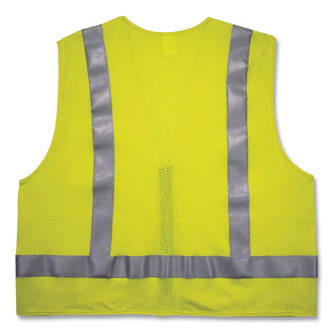 Glowear 8262frz Class 2 Fr Surveyor Zipper Vest, Tencel/modacrylic/para-aramid/kevlar, Large/x-large, Lime