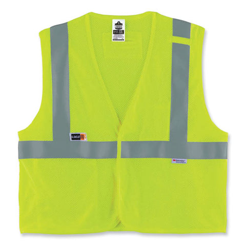 Glowear 8260frhl Class 2 Fr Safety Hook And Loop Vest, Modacrylic/kevlar, 2x-large/3x-large, Lime