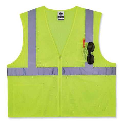 Glowear 8256z Class 2 Self-extinguishing Zipper Vest, Polyester, Small/medium, Lime