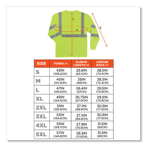 Glowear 8391 Class 3 Hi-vis Long Sleeve Shirt, Polyester, Lime, Medium