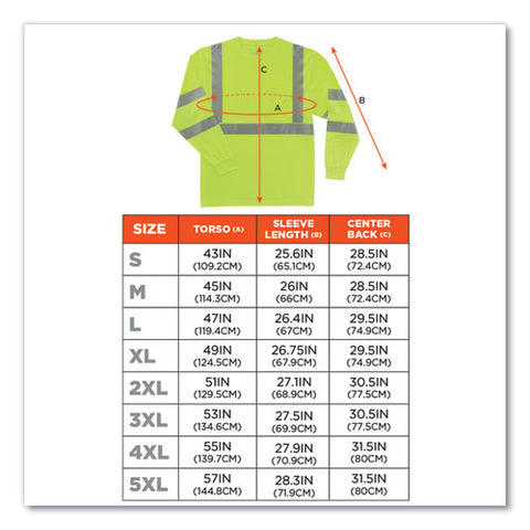 Glowear 8391 Class 3 Hi-vis Long Sleeve Shirt, Polyester, Lime, Large