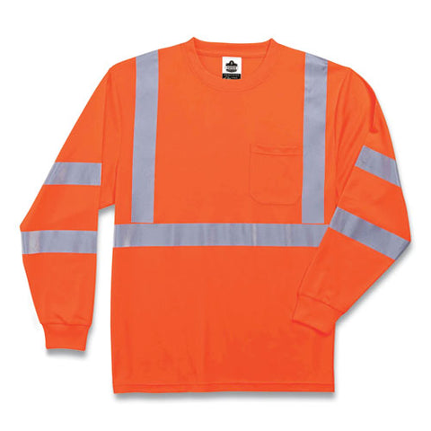 Glowear 8391 Class 3 Hi-vis Long Sleeve Shirt, Polyester, Orange, 3x-large