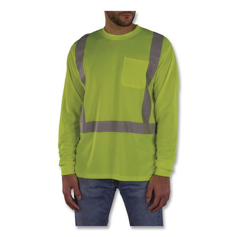 Glowear 8284 Class 2 Essential Hi-vis Long Sleeve T-shirt, Large, Lime