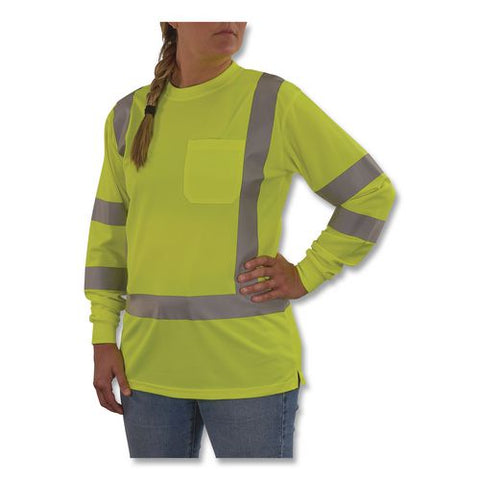 Glowear 8374 Class 3 Women's Essential Hi-vis Long Sleeve T-shirt, Small, Lime