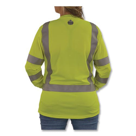 Glowear 8374 Class 3 Women's Essential Hi-vis Long Sleeve T-shirt, Medium, Lime