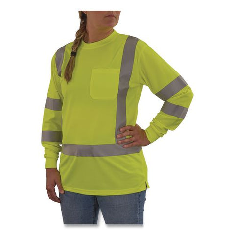 Glowear 8374 Class 3 Women's Essential Hi-vis Long Sleeve T-shirt, Large, Lime