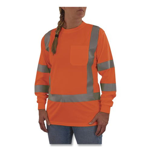 Glowear 8374 Class 3 Women's Essential Hi-vis Long Sleeve T-shirt, Small, Orange