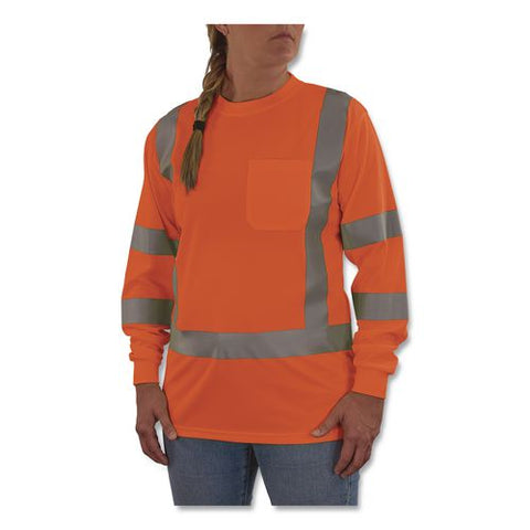 Glowear 8374 Class 3 Women's Essential Hi-vis Long Sleeve T-shirt, Large, Orange