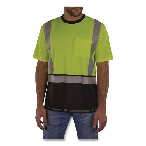Glowear 8286bk Class 2 Essential Hi-vis T-shirt With Black Bottom, Medium, Lime