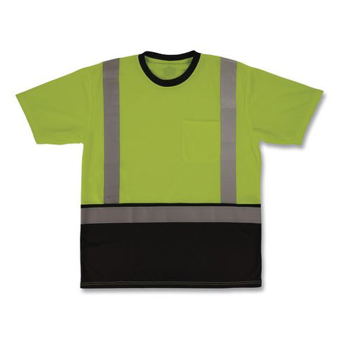 Glowear 8286bk Class 2 Essential Hi-vis T-shirt With Black Bottom, Large, Lime