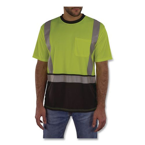 Glowear 8286bk Class 2 Essential Hi-vis T-shirt With Black Bottom, X-large, Lime