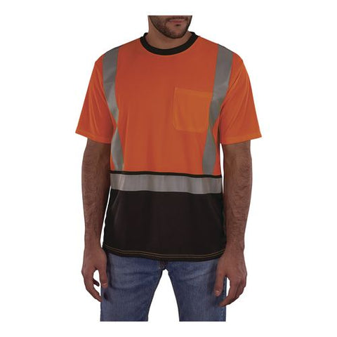 Glowear 8286bk Class 2 Essential Hi-vis T-shirt With Black Bottom, Medium, Orange