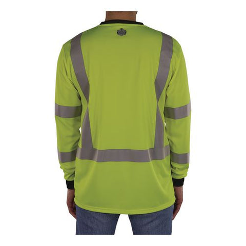 Glowear 8369bk Class 3 Essential Hi-vis Long Sleeve T-shirt With Black Bottom, Medium, Lime