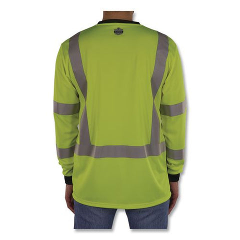 Glowear 8369bk Class 3 Essential Hi-vis Long Sleeve T-shirt With Black Bottom, Large, Lime