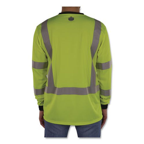 Glowear 8369bk Class 3 Essential Hi-vis Long Sleeve T-shirt With Black Bottom, X-large, Lime