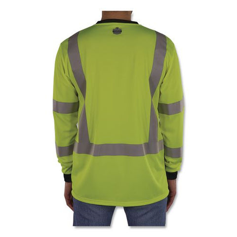 Glowear 8369bk Class 3 Essential Hi-vis Long Sleeve T-shirt With Black Bottom, 4x-large, Lime