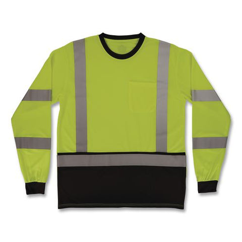 Glowear 8369bk Class 3 Essential Hi-vis Long Sleeve T-shirt With Black Bottom, 4x-large, Lime