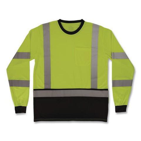 Glowear 8369bk Class 3 Essential Hi-vis Long Sleeve T-shirt With Black Bottom, 5x-large, Lime