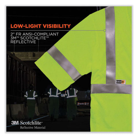 Glowear 8356frhl Class 3 Fr Hook And Loop Safety Vest With Sleeves, Modacrylic, 2x-large/3x-large, Lime