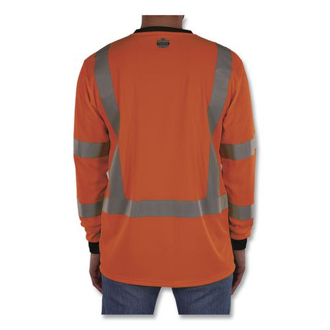 Glowear 8369bk Class 3 Essential Hi-vis Long Sleeve T-shirt With Black Bottom, Medium, Orange