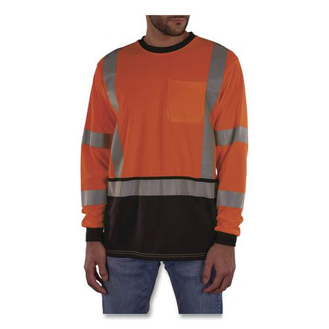 Glowear 8369bk Class 3 Essential Hi-vis Long Sleeve T-shirt With Black Bottom, 4x-large, Orange