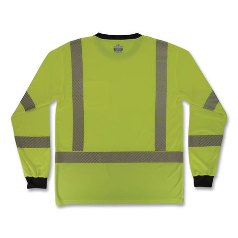 Glowear 8371bk Class 3 Performance Hi-vis Long Sleeve T-shirt With Black Bottom, 4x-large, Lime