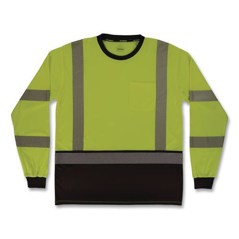 Glowear 8371bk Class 3 Performance Hi-vis Long Sleeve T-shirt With Black Bottom, 4x-large, Lime