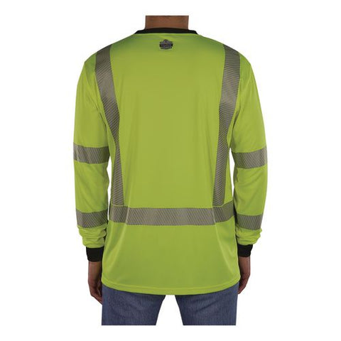 Glowear 8371bk Class 3 Performance Hi-vis Long Sleeve T-shirt With Black Bottom, 5x-large, Lime