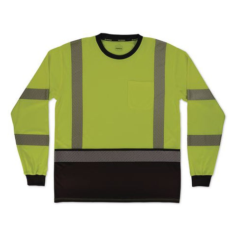 Glowear 8371bk Class 3 Performance Hi-vis Long Sleeve T-shirt With Black Bottom, 5x-large, Lime