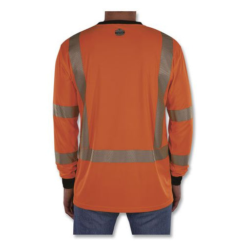 Glowear 8371bk Class 3 Performance Hi-vis Long Sleeve T-shirt With Black Bottom, Medium, Orange