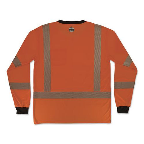 Glowear 8371bk Class 3 Performance Hi-vis Long Sleeve T-shirt With Black Bottom, Medium, Orange