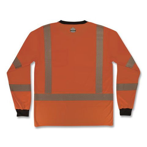 Glowear 8371bk Class 3 Performance Hi-vis Long Sleeve T-shirt With Black Bottom, Large, Orange